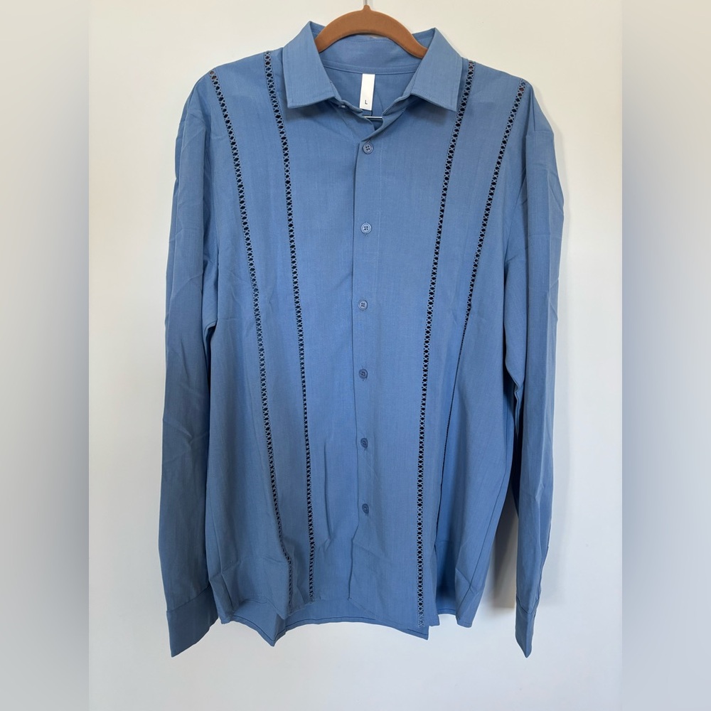 Elegant Blue Casual Button-Down Shirt